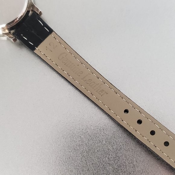 Rhinestone Crystal Embellished Dial Crocodile Leather Band Wrist Watch main image 4